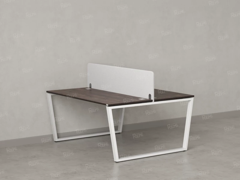 Бенч-система, 2 рабочих места, с одним тканевым экраном 1400x1200x750 RM172-1-14x12 Дуб Апрельский шоколад/Белый