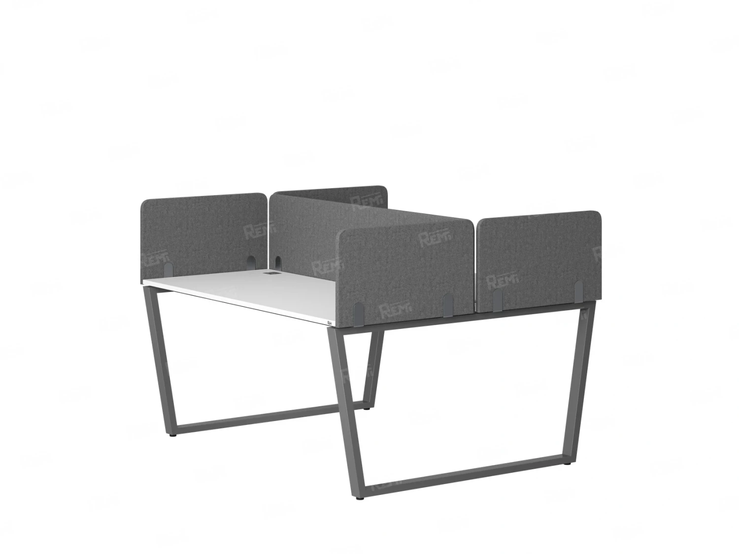 Бенч-система, 2 рабочих места, 5 тканевых экранов 1200x1200x750 RM172-3-12x12 Белый/Серый
