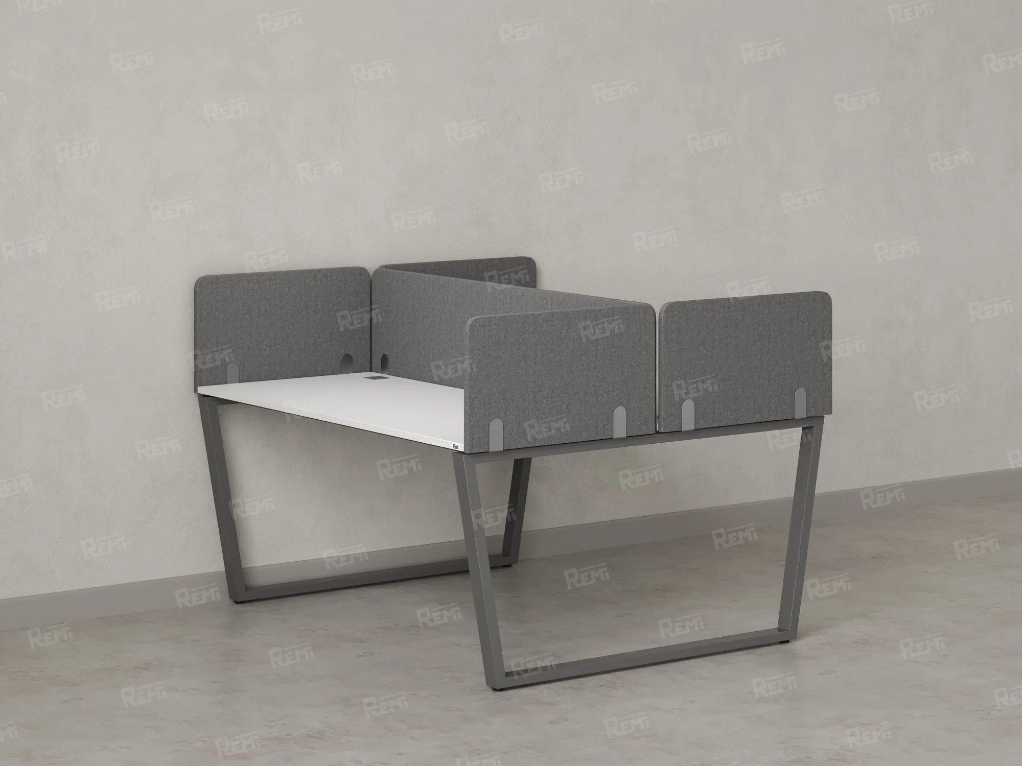 Бенч-система, 2 рабочих места, 5 тканевых экранов 1200x1200x750 RM172-3-12x12 Белый/Серый