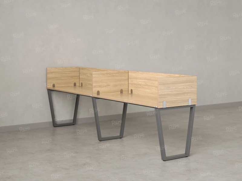 Бенч-система в 1 ряд, 2 рабочих места 5 ЛДСП экранов 2400x800x750 RM174-2-24x8 Вяз Швейцарский светлый/Серый