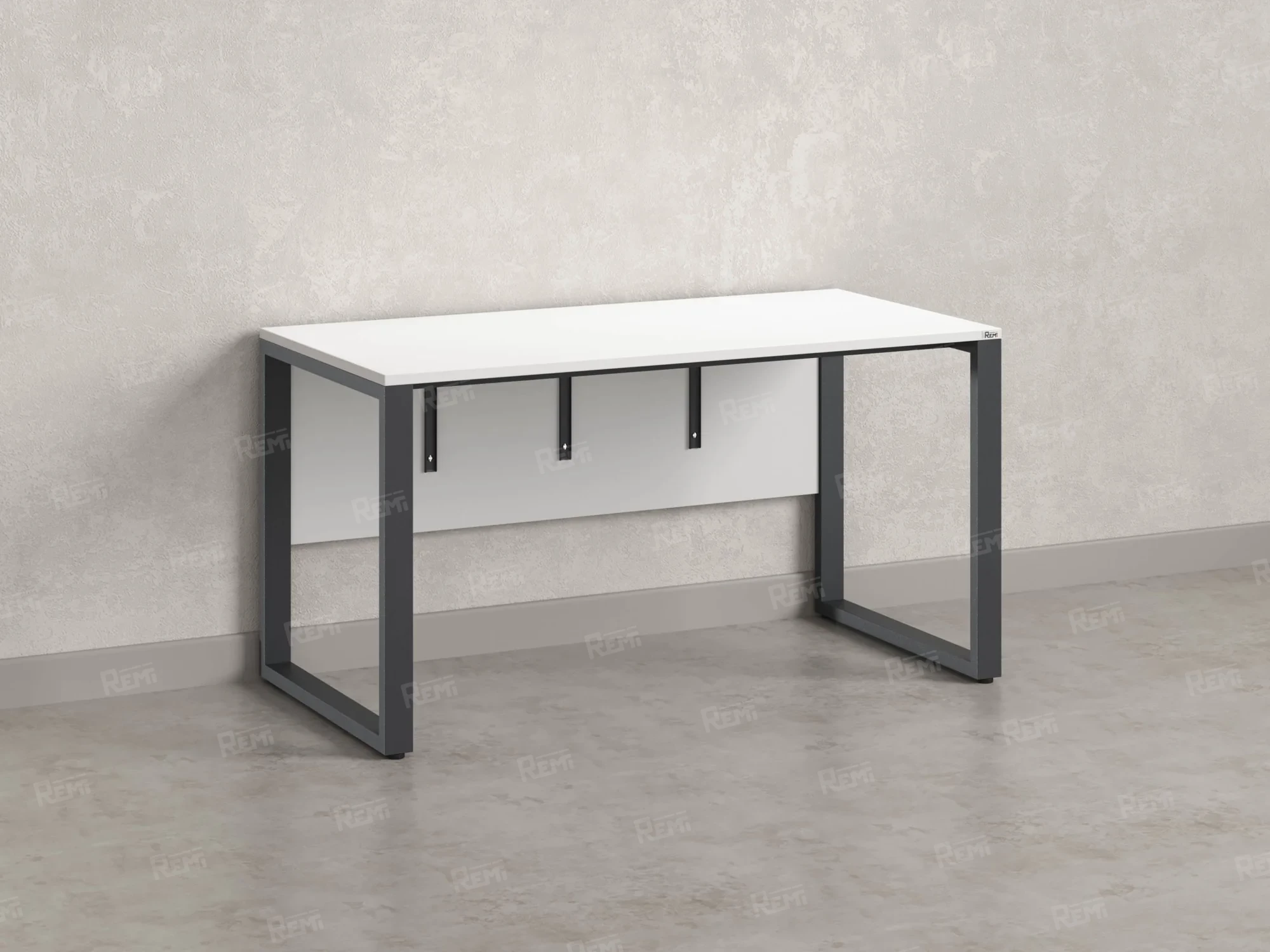 Стол прямой на О-образных опорах, экран ЛДСП 800x700x750 RM006-8x7 Белый/Серый