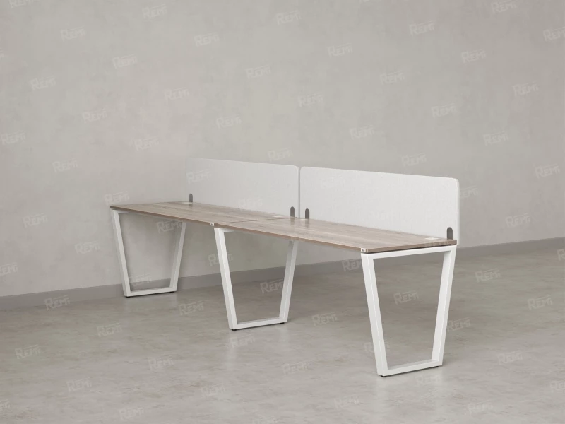 Бенч-система в 1 ряд, 2 рабочих места 2 тканевых экранов 2400x600x750 RM174-3-24x6 Дуб Маувелла/Белый