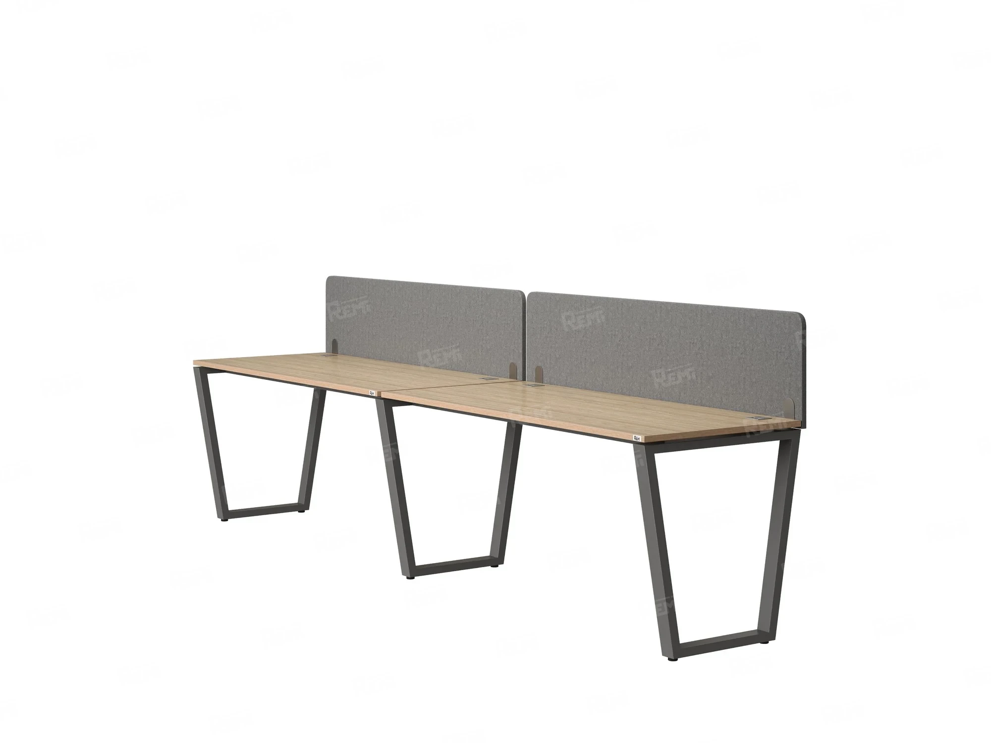 Бенч-система в 1 ряд, 2 рабочих места 2 тканевых экранов 3200x700x750 RM174-3-32x7 Вяз Швейцарский светлый/Серый