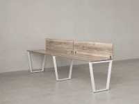 Бенч-система в 1 ряд, 2 рабочих места 2 ЛДСП экранов 2700x800x750 RM174-4-27x8 Дуб Маувелла/Белый