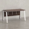 Стол прямой, Л-опора, экран ЛДСП,парящая стол-ца 1600x600x750 RM009-16x6 Дуб Апрельский шоколад/Белый