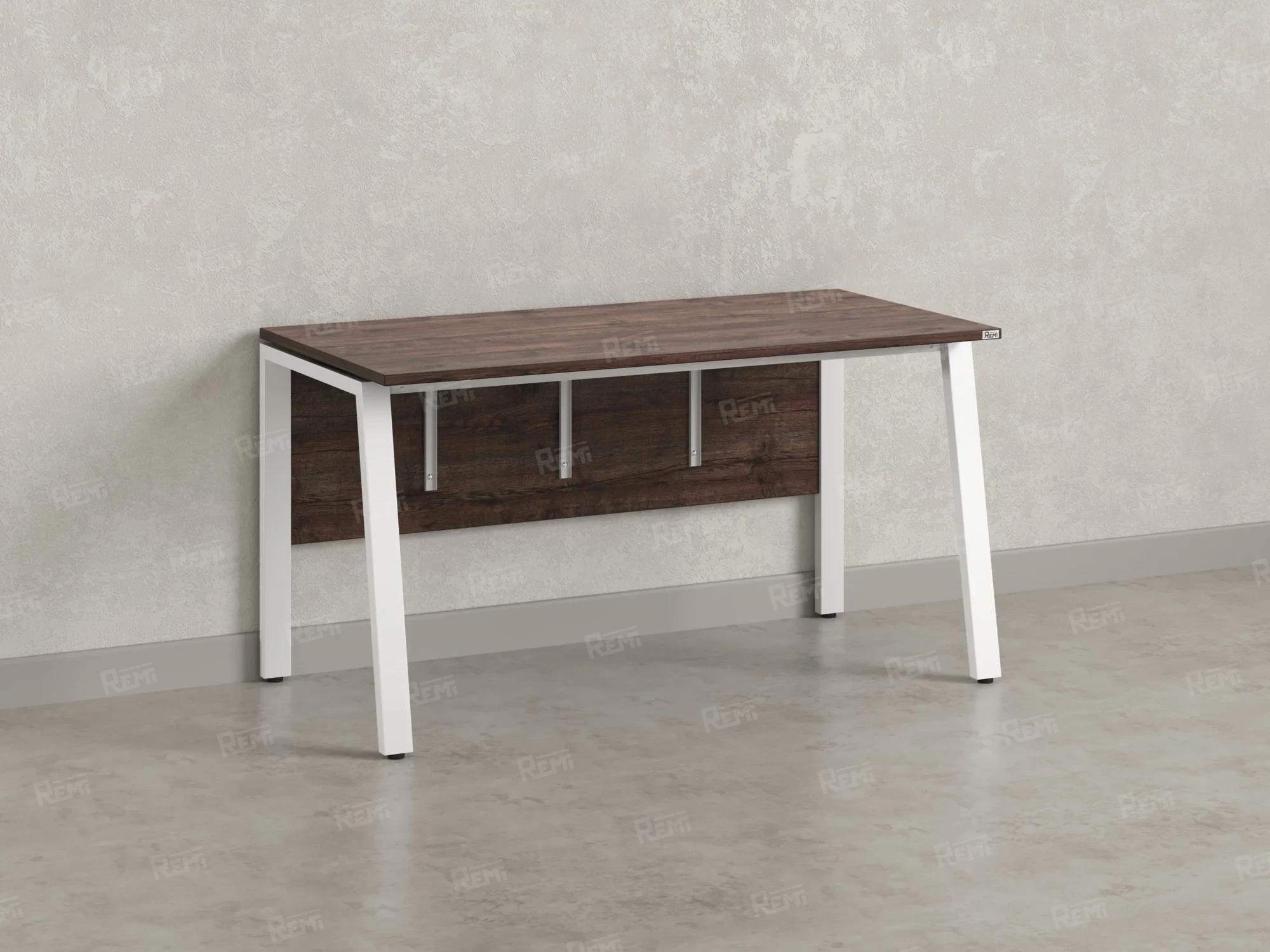 Стол прямой, Л-опора, экран ЛДСП,парящая стол-ца 1600x600x750 RM009-16x6 Дуб Апрельский шоколад/Белый