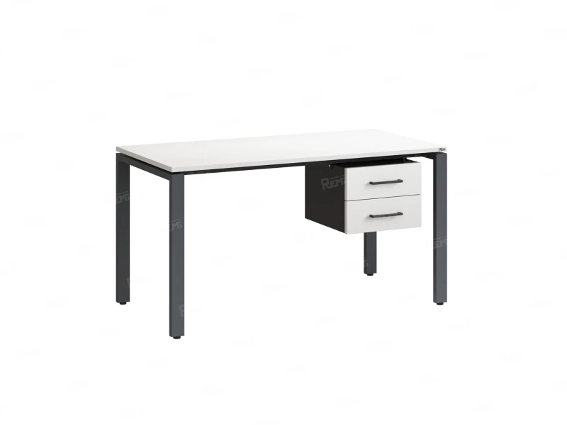 Стол прямой с подвесной тумбой 2 ящика, П-опора 1600x700x750 RM039-16x7 Белый/Серый