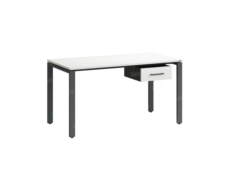 Стол прямой с подвесной тумбой, П-опора 2000x600x750 RM038-20x6 Белый/Серый