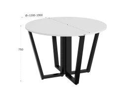 Круглый стол на U-образных опорах 1300x1300x750 RM188-13x13 Белый/Черный