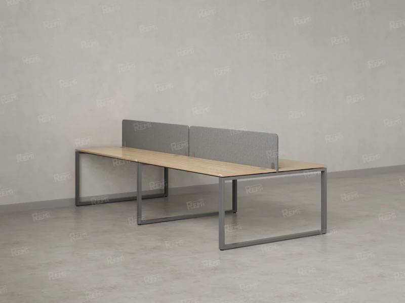 Бенч-система, 4 рабочих места, на О-образных опорах, 2 тканевых экранов 2000x1200x750 RM170-3-10x12 Вяз Швейцарский светлый/Серый