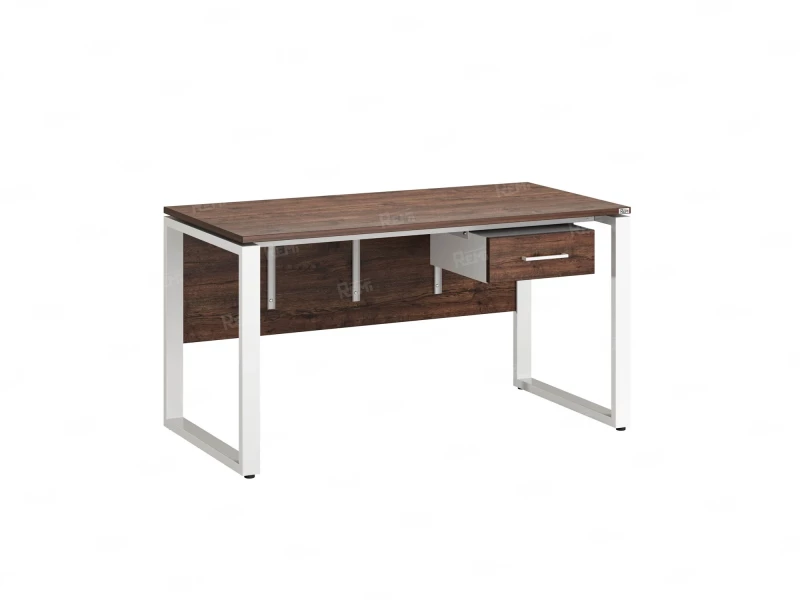 Стол прямой, подвесная тумба, ЛДСП экран, О-опора 2000x800x750 RM032-20x8 Дуб Апрельский шоколад/Белый