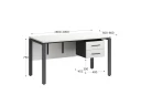 Стол прямой, подвесная тумба, ЛДСП экран, П-опора 1600x800x750 RM031-16x8 Белый/Серый
