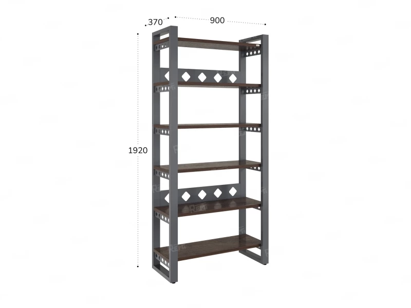Стеллаж, 6 уровней 900x370x1920 RM132-90x37 Дуб Апрельский шоколад/Серый