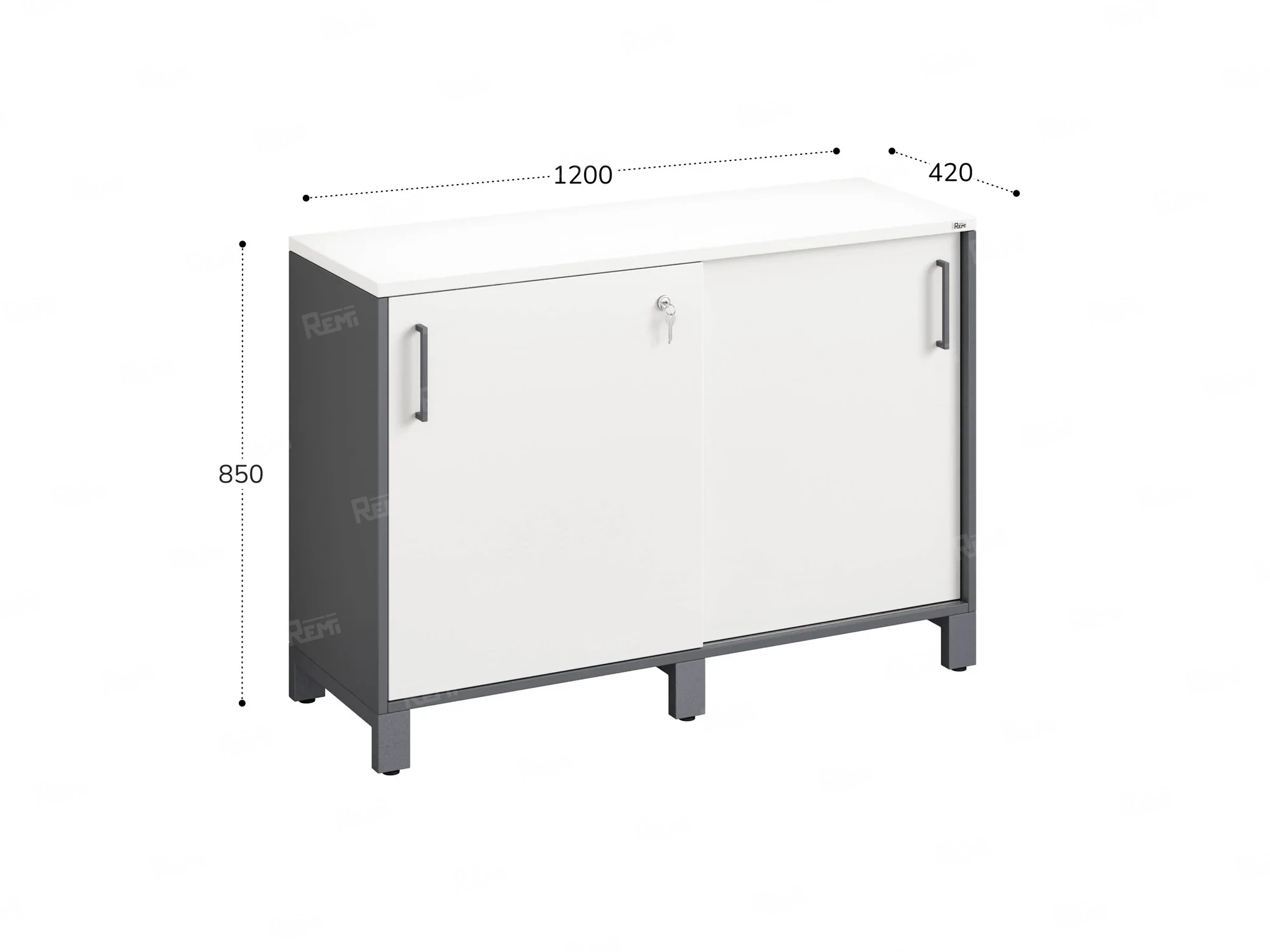 Низкий шкаф-купе 1200x420x850 RM124-120x42 Белый/Серый