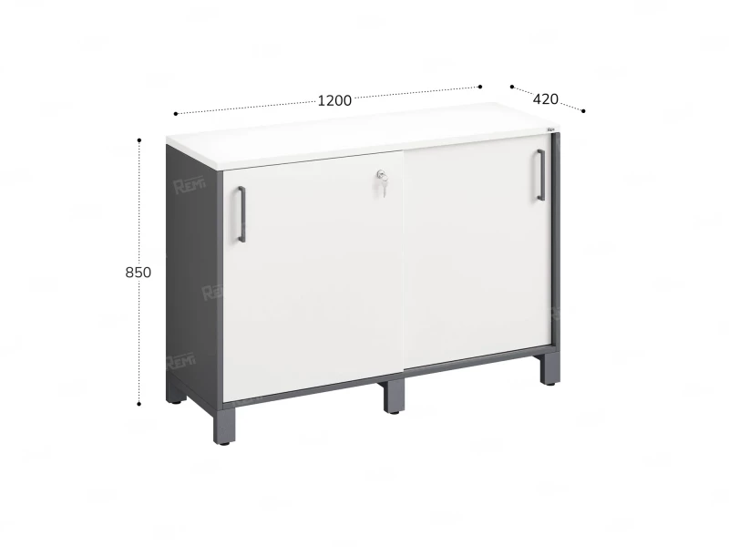 Низкий шкаф-купе 1200x420x850 RM124-120x42 Белый/Серый