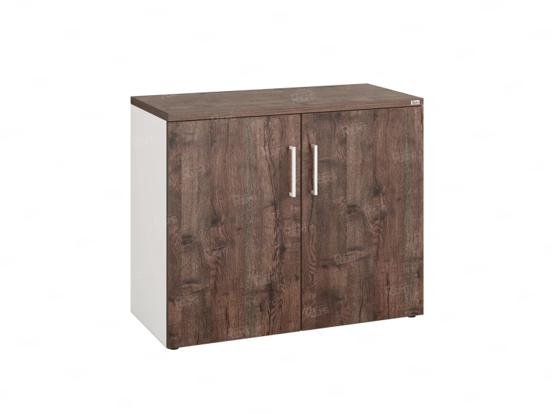 Шкаф низкий распашной, регулируемые опоры, 2 уровня 900x600x750 RM148-90x60 Дуб Апрельский шоколад/Белый