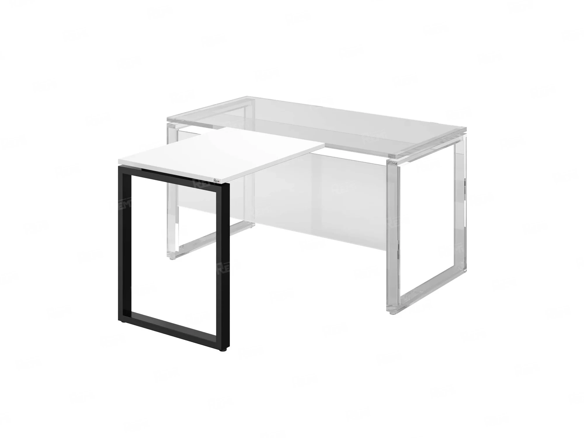 Брифинг прямой, с парящей столешнецей, на О-образном каркасе 1400x800x750 RM072-14x8 Белый/Черный