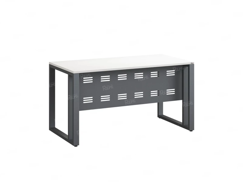 Стол прямой на О-образных опорах с металлическим экраном 1200x800x750 RM042-12x8 Белый/Серый