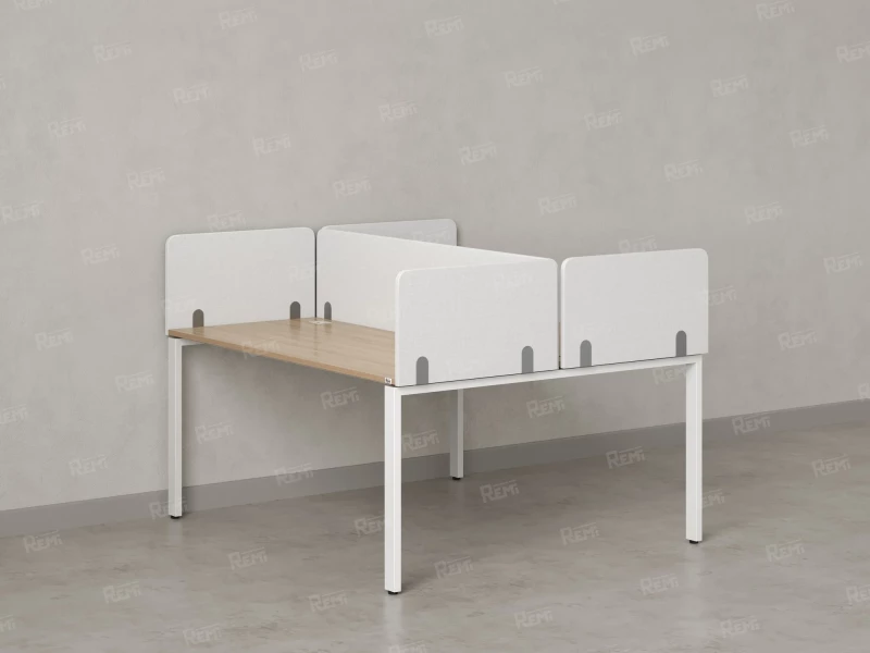 Бенч-система, 2 рабочих места, на П-образных опорах, 5 тканевых экрана 1000x1200x750 RM165-3-10x12 Вяз Швейцарский светлый/Белый