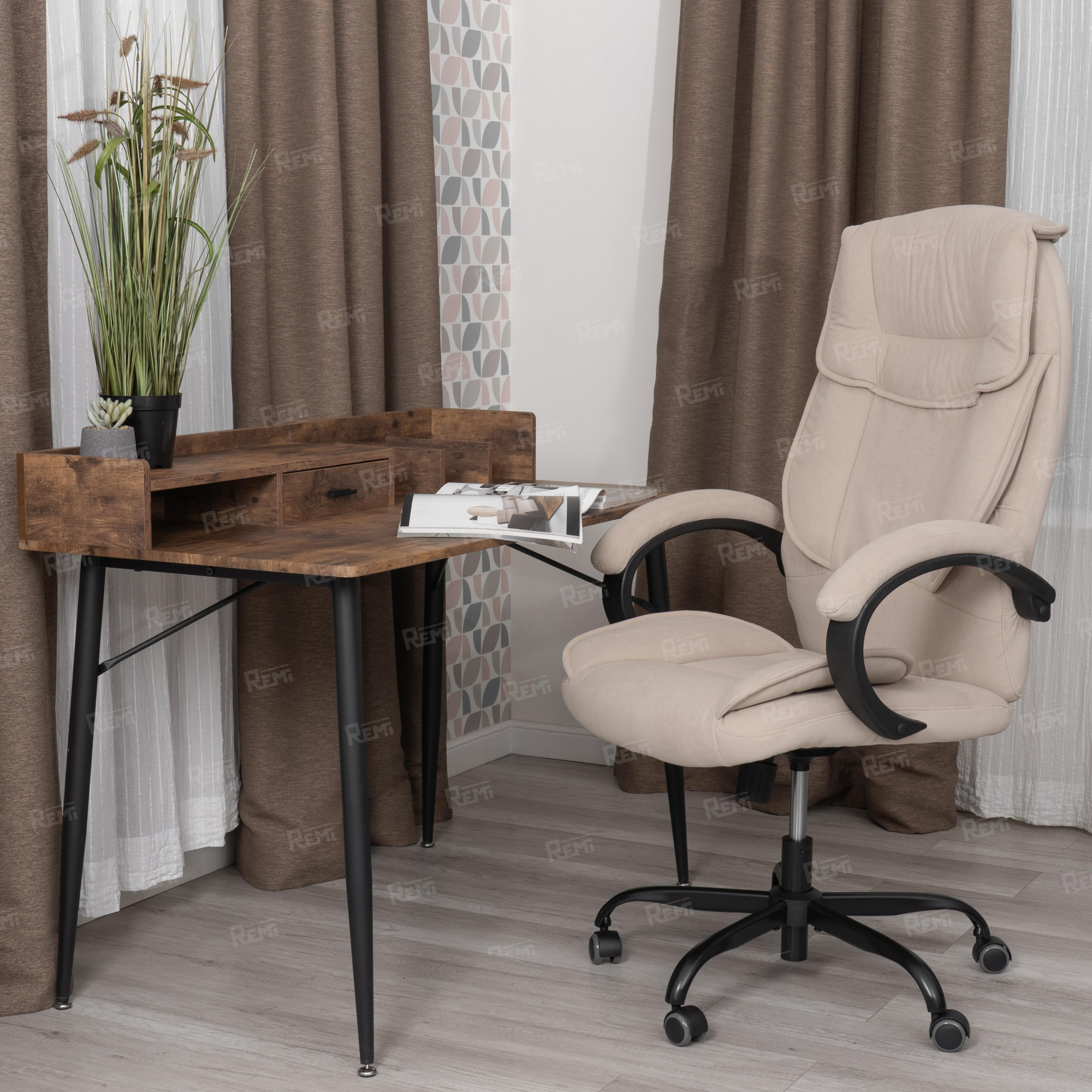 Кресло OREON metalBL Бежевый/Бежевый, Велюр (арт. 25041)