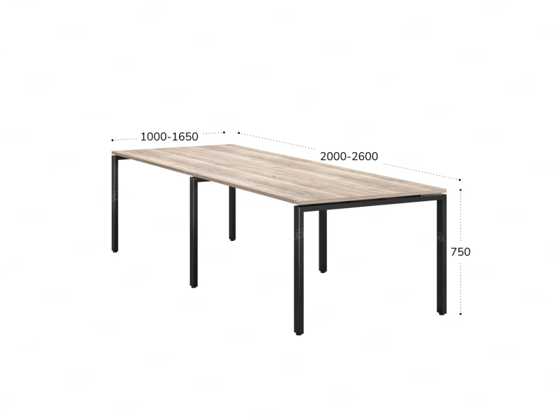 Cтол для переговоров, на П-образном каркасе 2000x1200x750 RM080-200x120 Дуб Маувелла/Черный