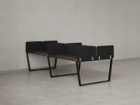 Бенч-система, 4 рабочих места, на U-образных опорах, 8 тканевых экранов 3600x1400x750 RM173-1-18x14 Дуб Апрельский шоколад/Черный