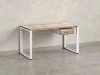 Стол прямой с подвесной тумбой, О-опора 1800x600x750 RM036-18x6 Дуб Маувелла/Белый