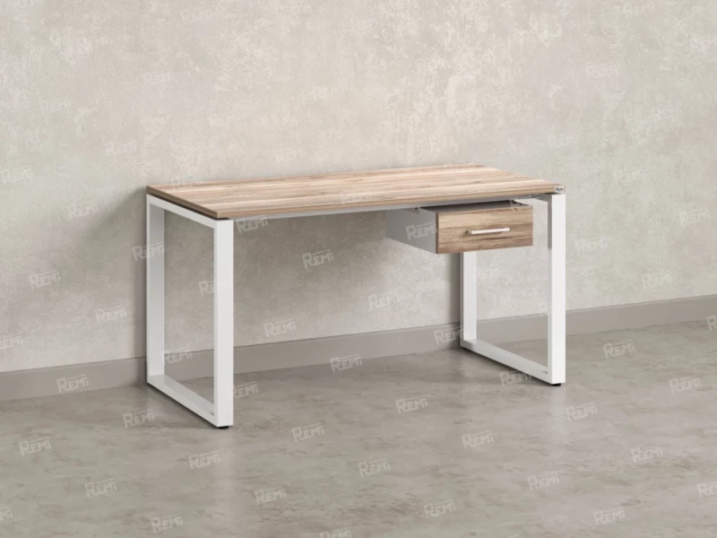Стол прямой с подвесной тумбой, О-опора 1800x600x750 RM036-18x6 Дуб Маувелла/Белый