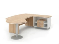 BRL RB072-255x200R Стол рук-ля R угловой с брифингом и тумбой 2 ящика 2550х2000х760 Акация/Белый