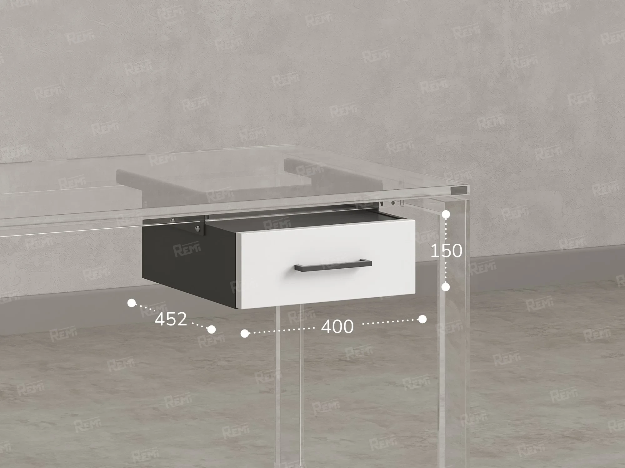 Тумба подвесная, один ящик 400x452x150 RM200-16х7 Белый/Серый