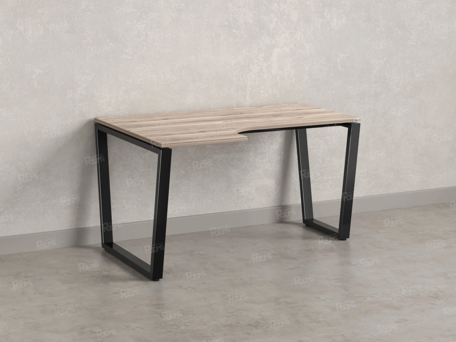 Стол угловой, U-опора, левый 1800x600/900x750, RM051-18x6-9 Дуб Маувелла/Черный