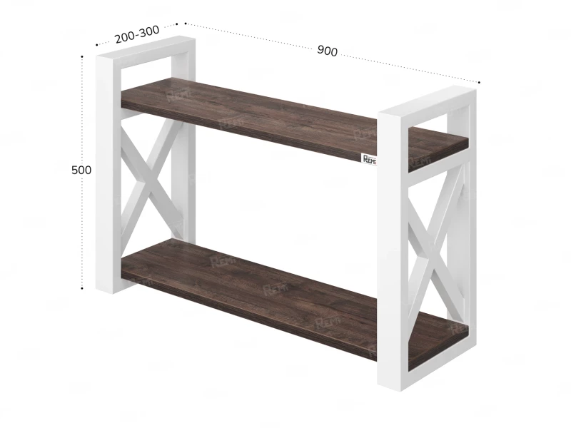 Полка настенная 900x200x500 RM196-90x20 Дуб Апрельский шоколад/Белый