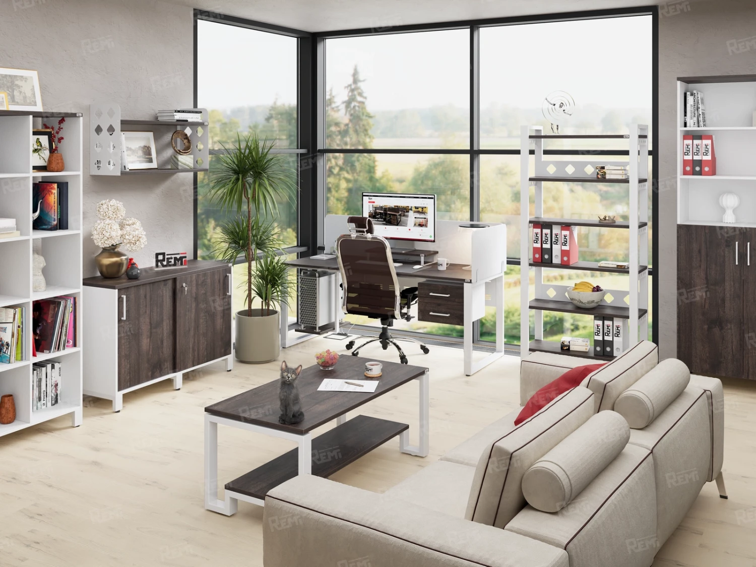 Полка настенная 900x200x500 RM196-90x20 Дуб Апрельский шоколад/Белый