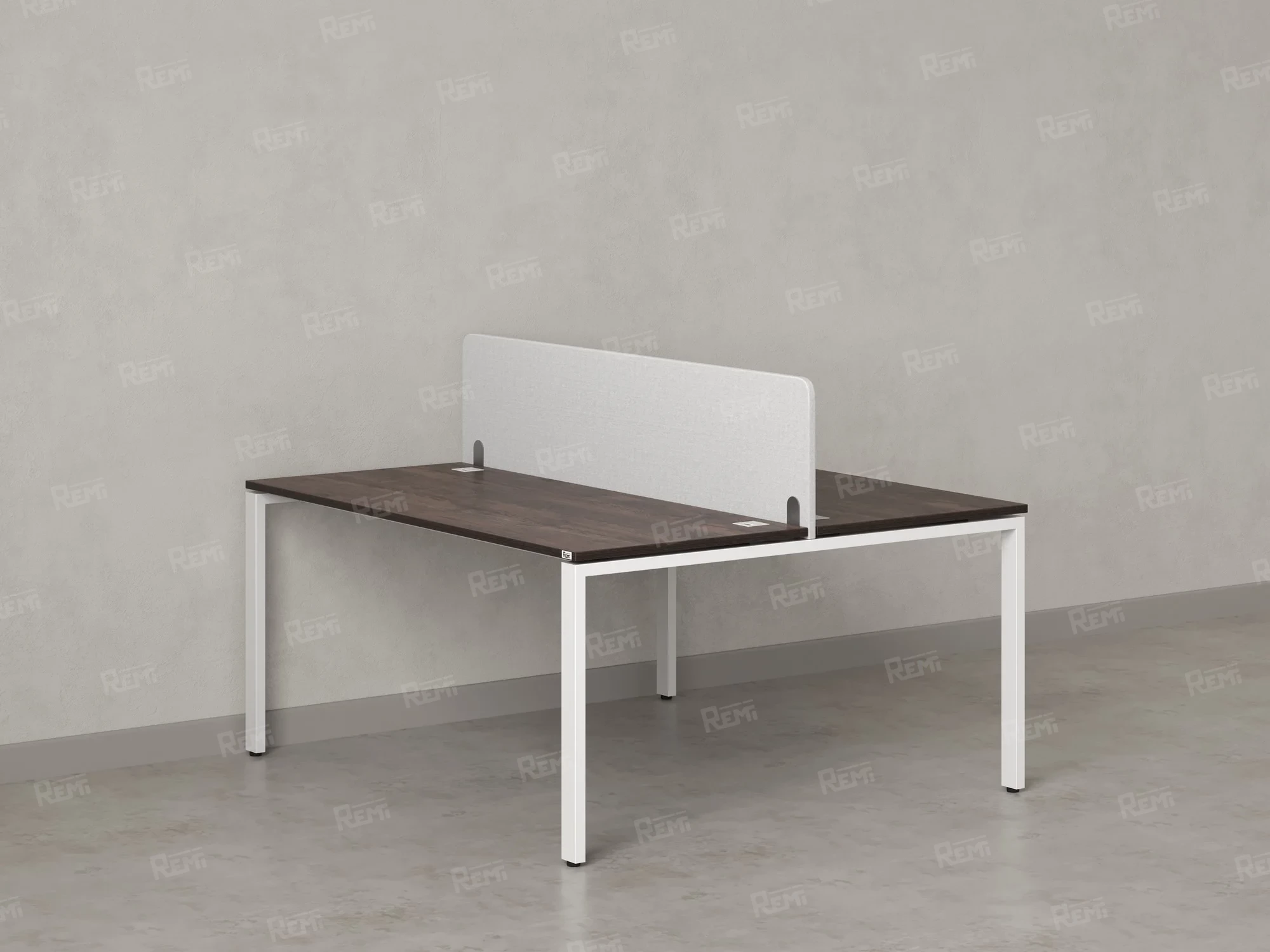 Бенч-система, 2 рабочих места, с одним тканевым экраном 1600x1600x750 RM165-1-16x16 Дуб Апрельский шоколад/Белый