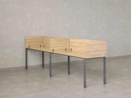 Бенч-система в 1 ряд, 2 рабочих места 5 ЛДСП экранов 2400x800x750 RM167-2-24x8 Вяз Швейцарский светлый/Серый