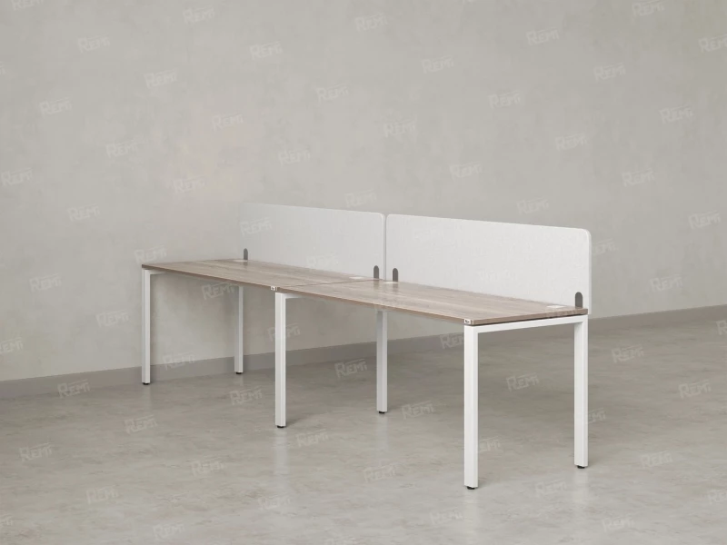 Бенч-система в 1 ряд, 2 рабочих места 2 тканевых экранов 2400x600x750 RM167-3-24x6 Дуб Маувелла/Белый