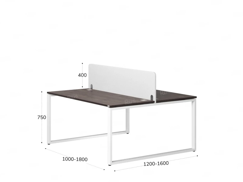Бенч-система, 2 рабочих места, с одним тканевым экраном 1400x1200x750 RM169-1-14x12 Дуб Апрельский шоколад/Белый