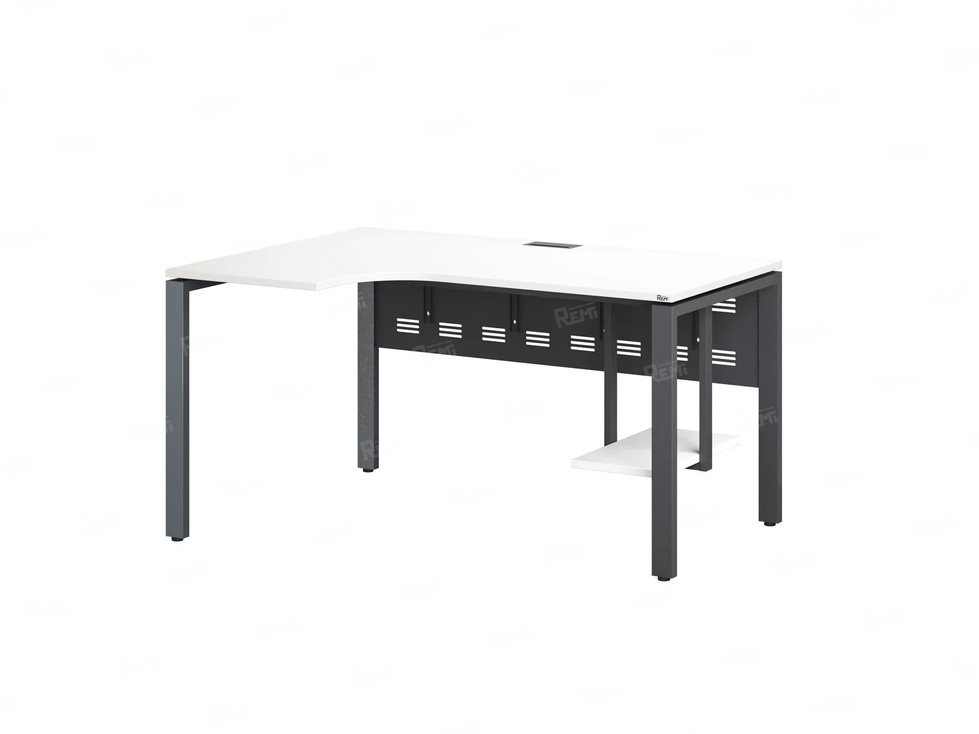 Стол угловой, экран металл, П-опора, левый 1600x800/1000x750, RM059-16x8-10 Белый/Серый