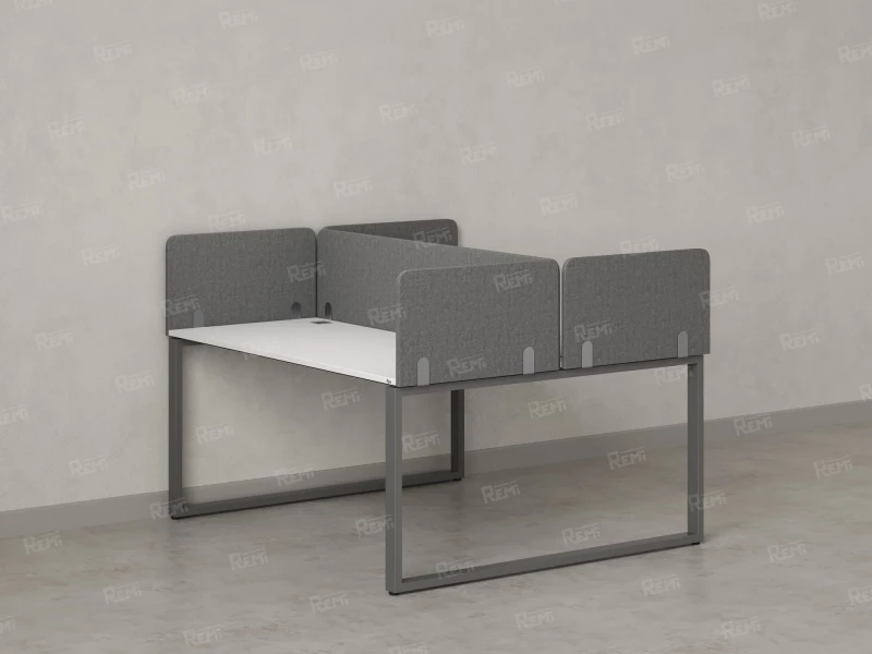 Бенч-система, 2 рабочих места, 5 тканевых экранов 1200x1200x750 RM169-3-12x12 Белый/Серый
