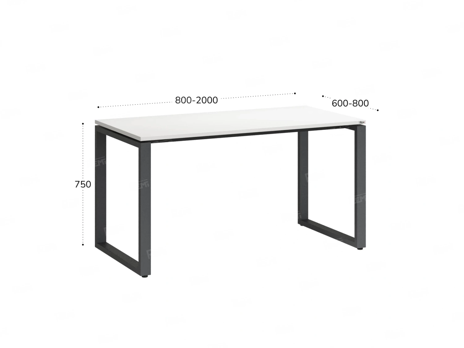 Стол прямой на O-образных опорах 1000x800x750 RM002-10x8 Белый/Серый