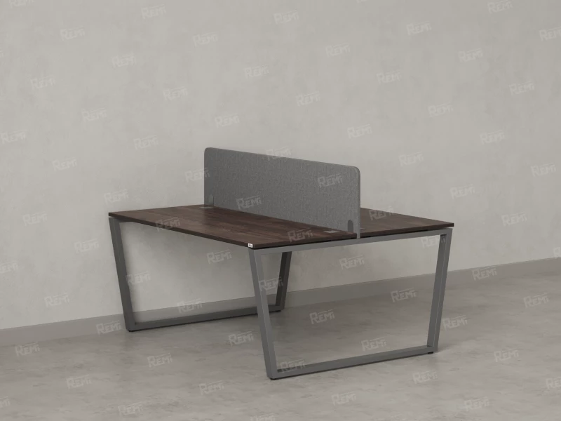 Бенч-система, 2 рабочих места, с одним тканевым экраном 1400x1200x750 RM172-1-14x12 Дуб Апрельский шоколад/Серый