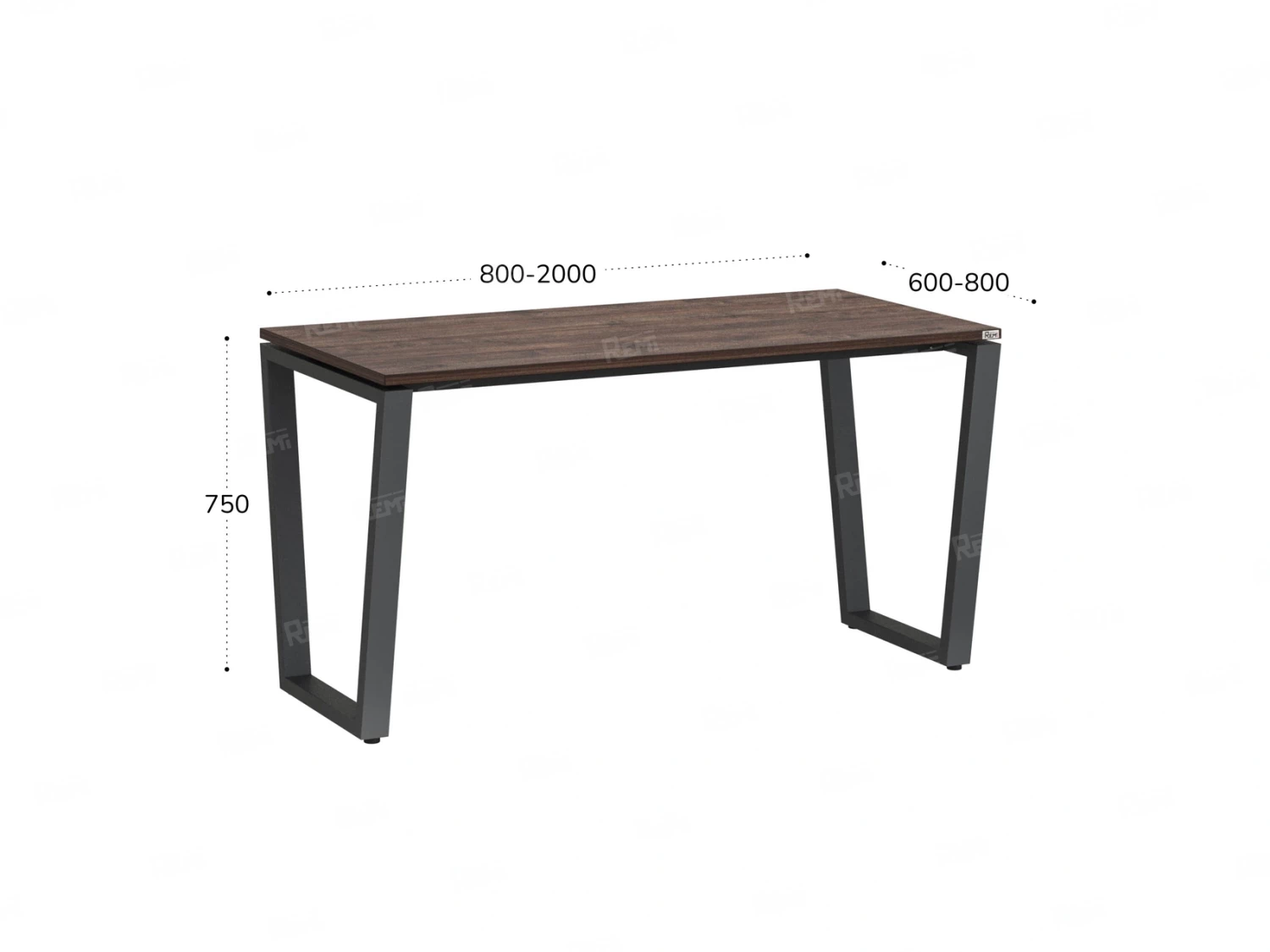 Стол прямой на U-образных опорах 1800x800x750 RM003-18x8 Дуб Апрельский шоколад/Серый