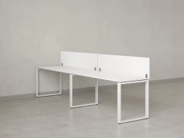 Бенч-система в 1 ряд, 2 рабочих места 2 ЛДСП экранов 2000x800x750 RM168-4-20x8 Белый/Белый