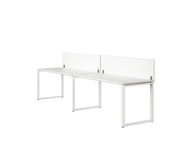 Бенч-система в 1 ряд, 2 рабочих места 2 ЛДСП экранов 2000x800x750 RM168-4-20x8 Белый/Белый