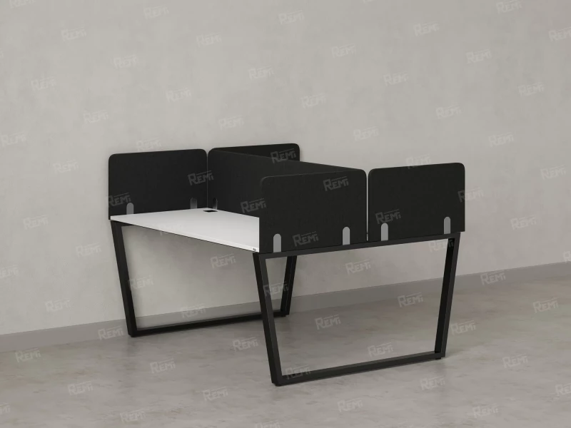 Бенч-система, 2 рабочих места, 5 тканевых экранов 1200x1200x750 RM172-3-12x12 Белый/Черный