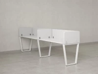 Бенч-система в 1 ряд, 2 рабочих места 5 тканевых экранов 2700x700x750 RM174-1-27x7 Белый/Белый