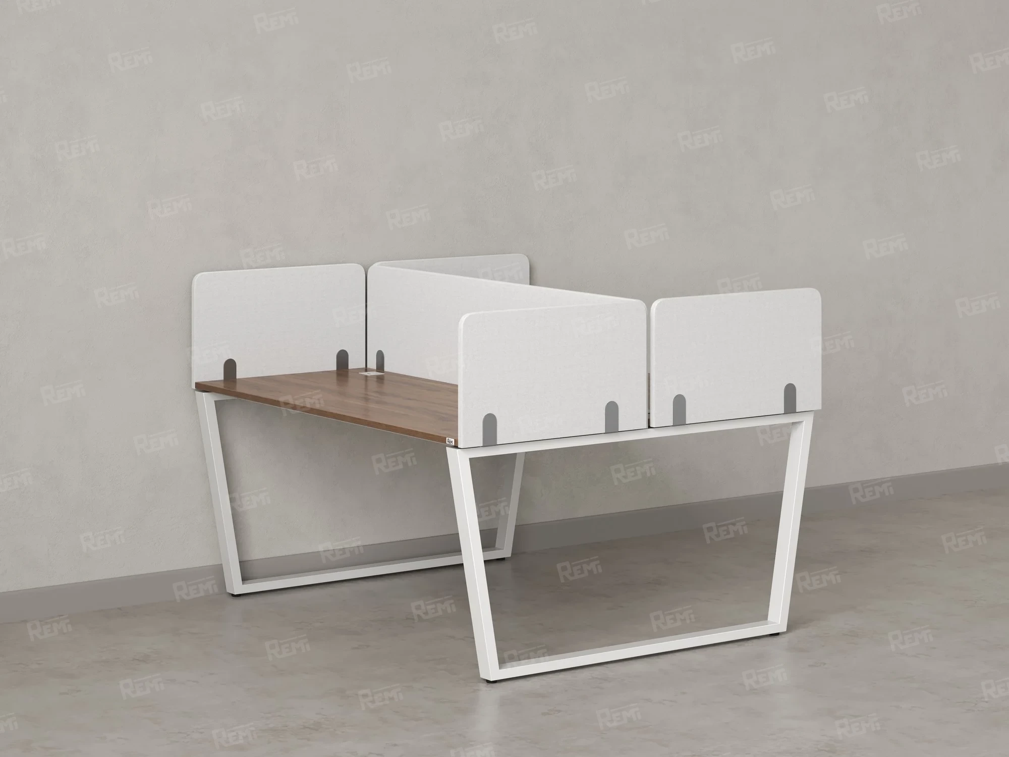 Бенч-система, 2 рабочих места, 5 тканевых экранов 1600x1200x750 RM172-3-16x12 Дуб Юстус/Белый