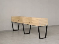 Бенч-система в 1 ряд, 2 рабочих места 5 ЛДСП экранов 2400x800x750 RM174-2-24x8 Вяз Швейцарский светлый/Черный