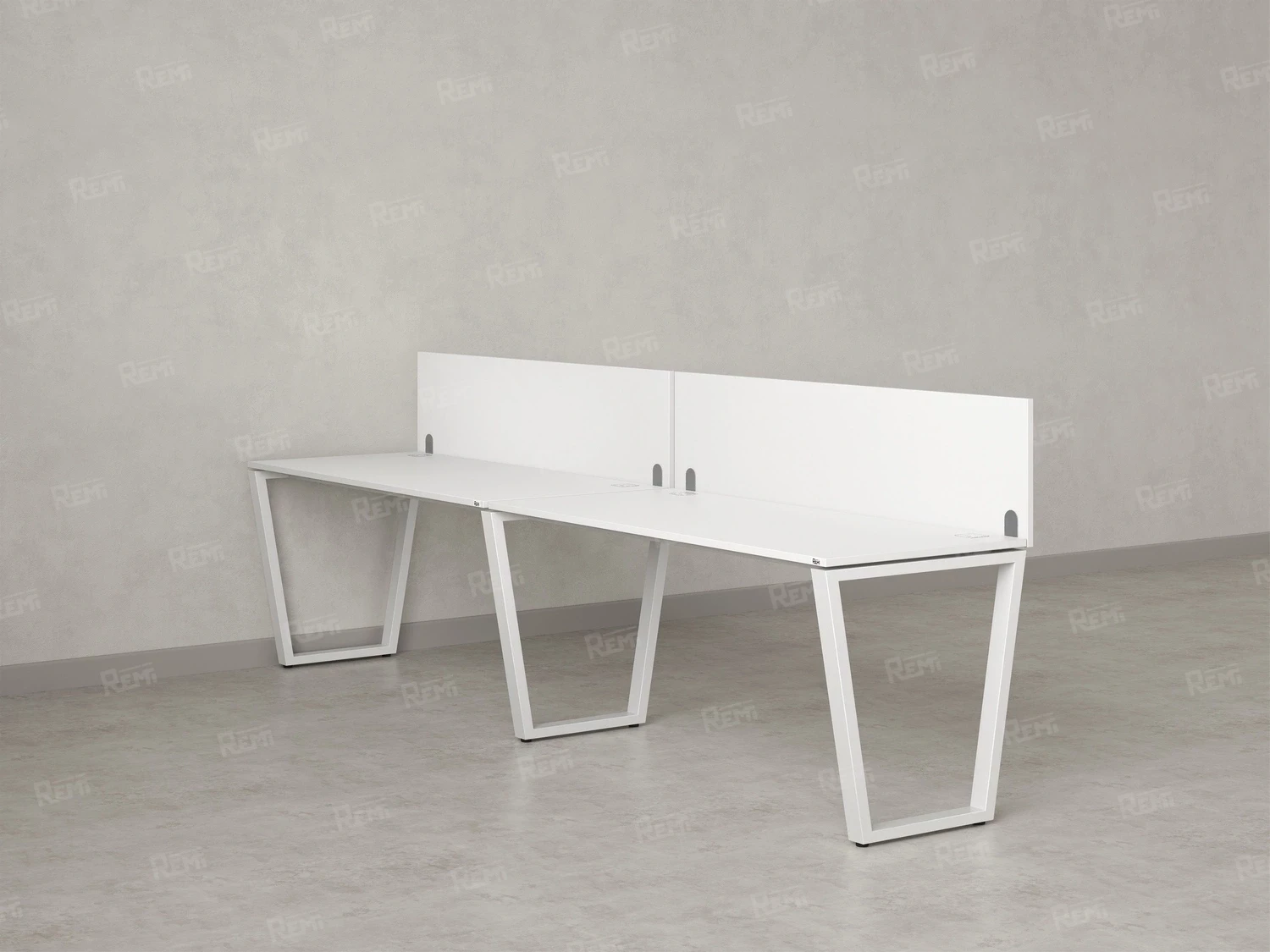 Бенч-система в 1 ряд, 2 рабочих места 2 ЛДСП экранов 2000x800x750 RM174-4-20x8 Белый/Белый