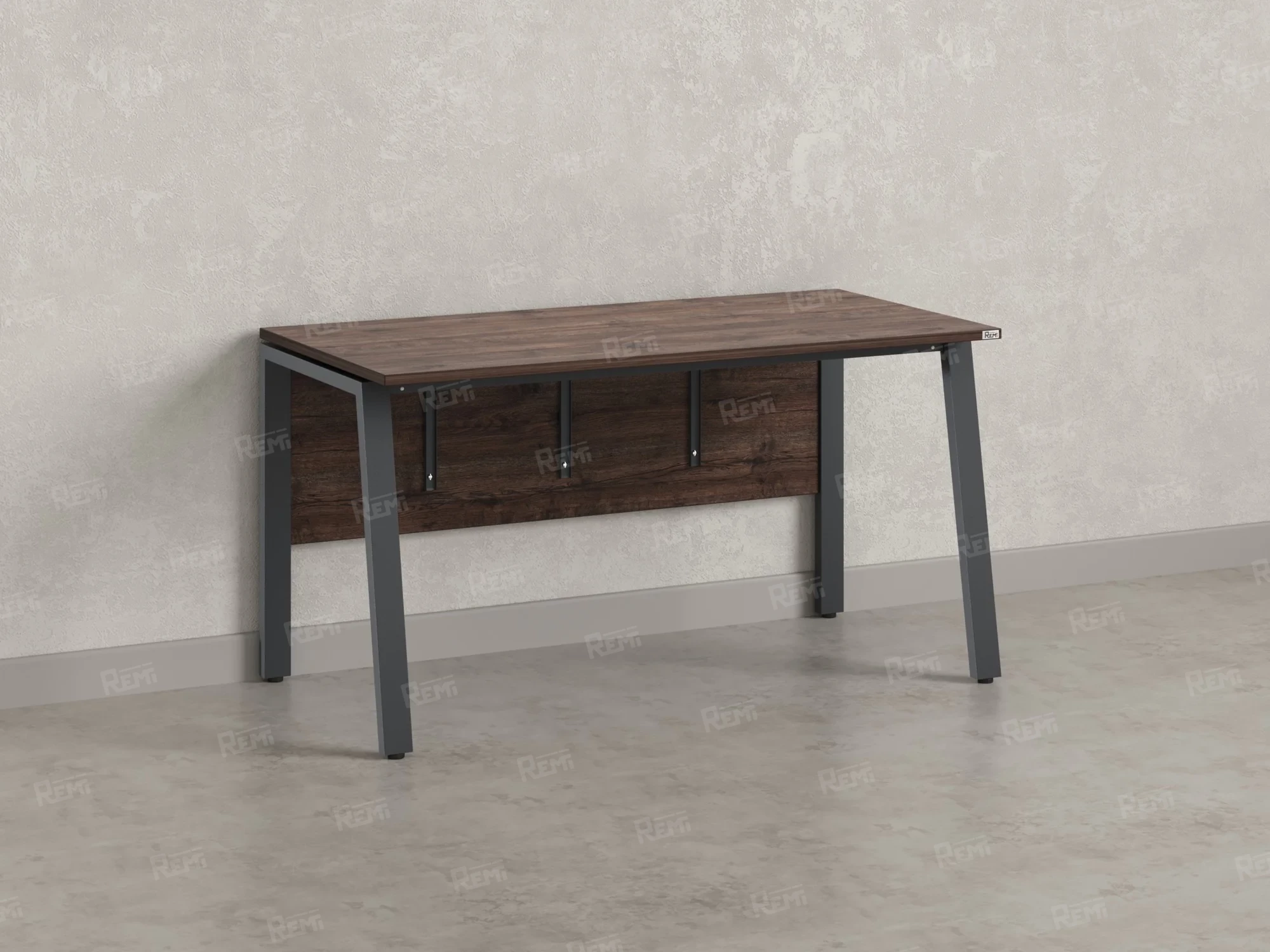 Стол прямой, Л-опора, экран ЛДСП,парящая стол-ца 1600x600x750 RM009-16x6 Дуб Апрельский шоколад/Серый